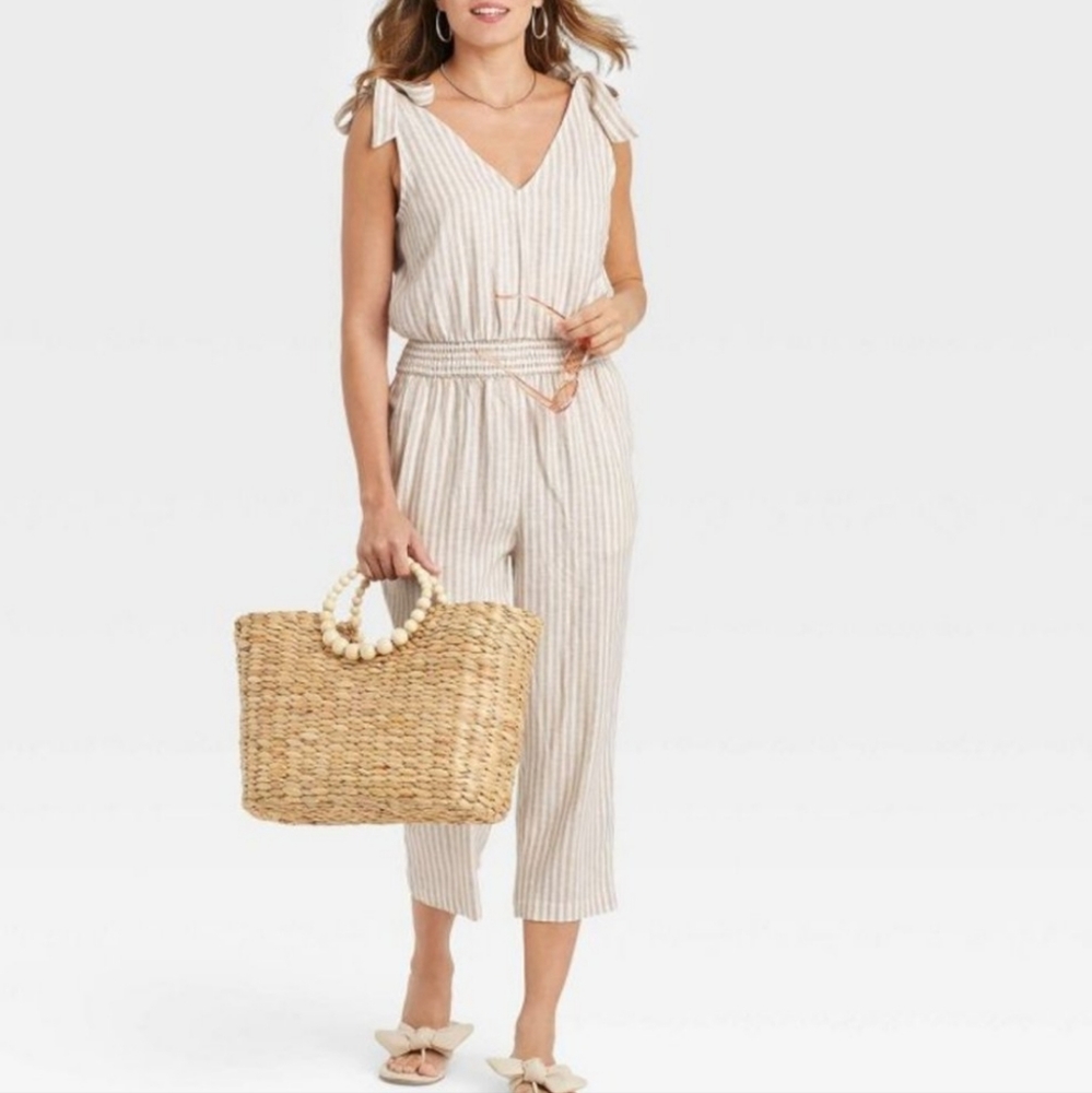 Cream linen jumpsuit